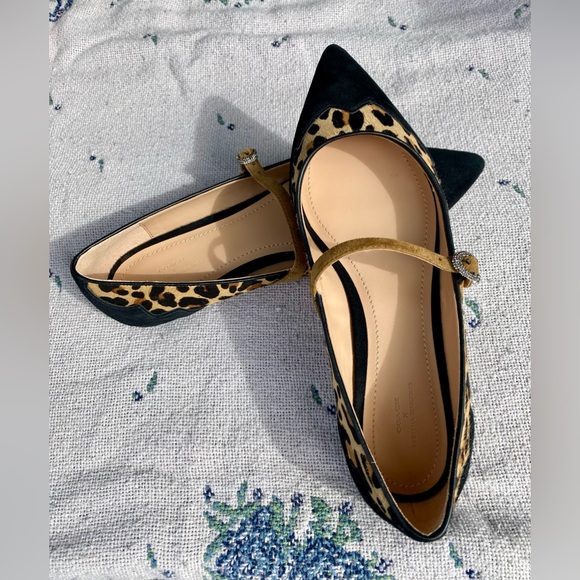 Coach X Tabitha Simmons Harriette Flat Lepoard Black Rhinestones Sz 8.5 - Picture 3 of 11